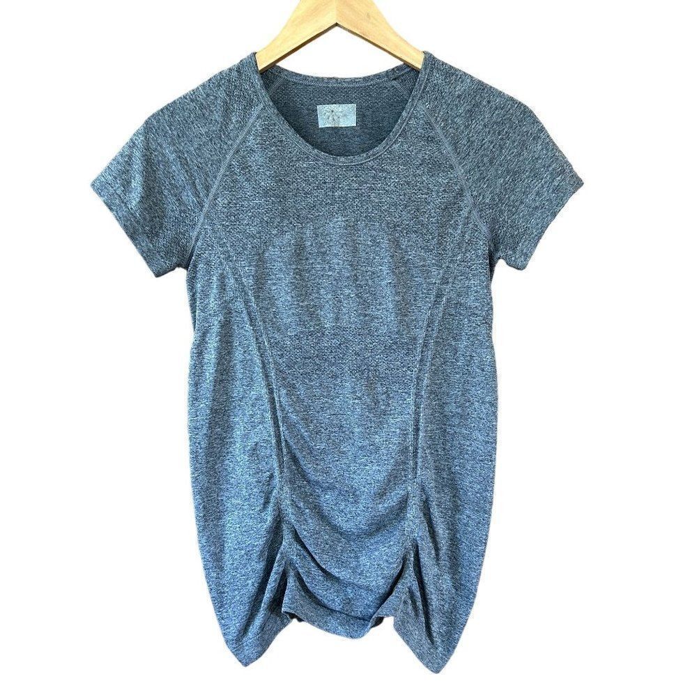 Athleta Size Medium ? Gray Fast Track Athletic Tee Shirt Gym Ruched Short Sleeve